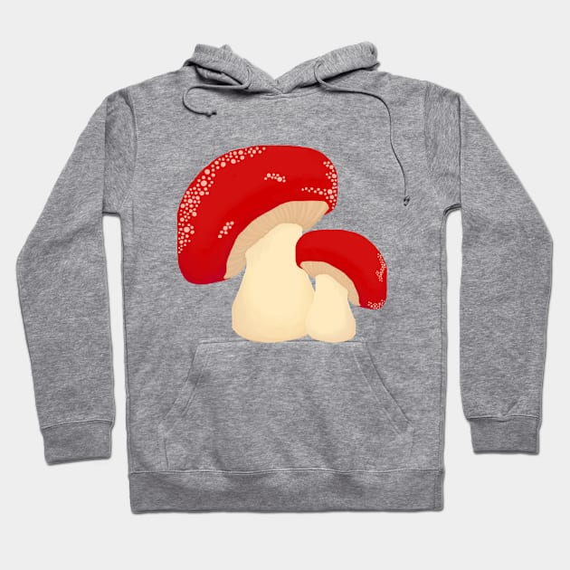 Cute Mushrooms with Red Caps Hoodie by Punderstandable